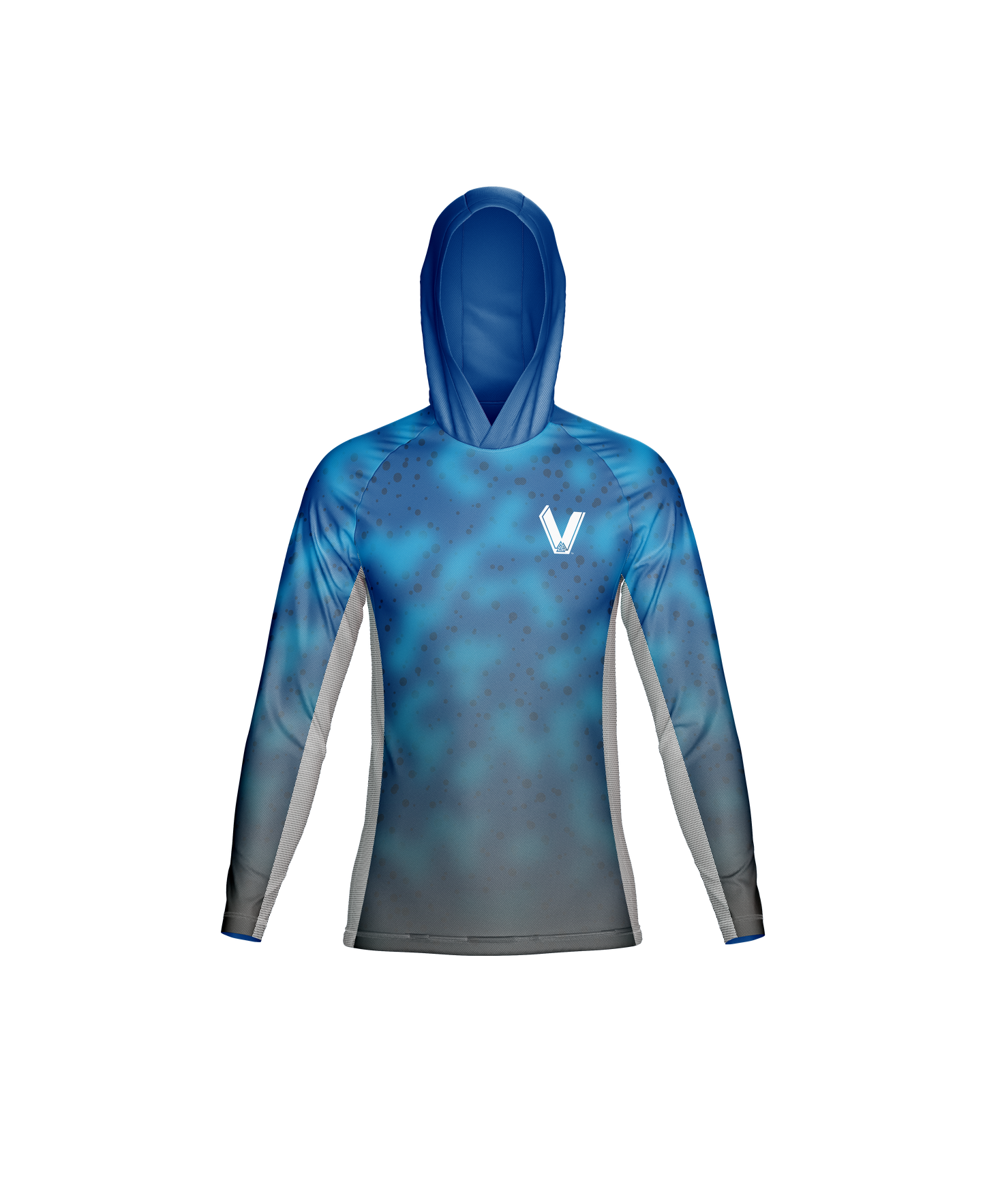 Men’s hooded fishing shirt with built-in face mask – front view