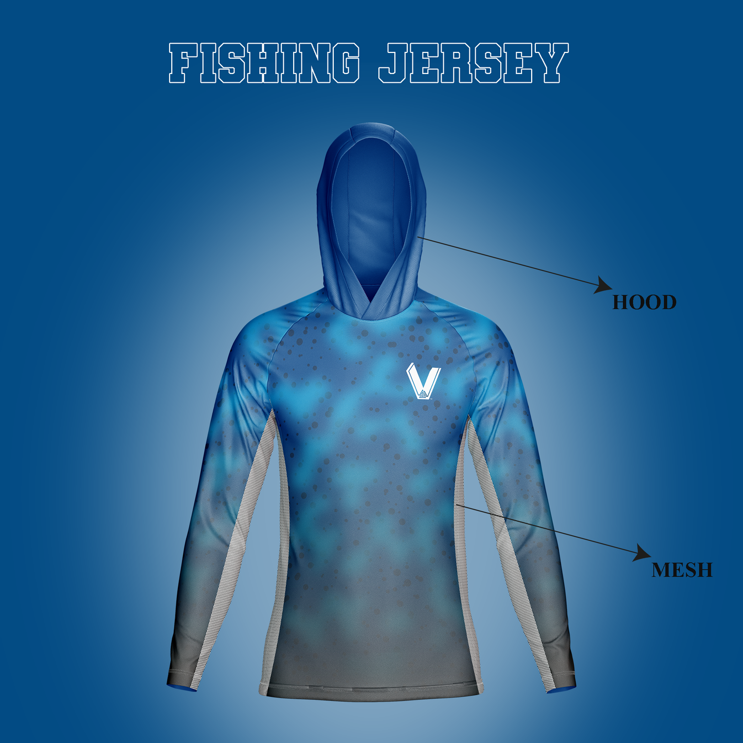 Performance fishing shirt with hood and gaite