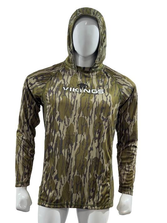 Bottomland Camo Hooded Fishing Shirt - Vikings Gear