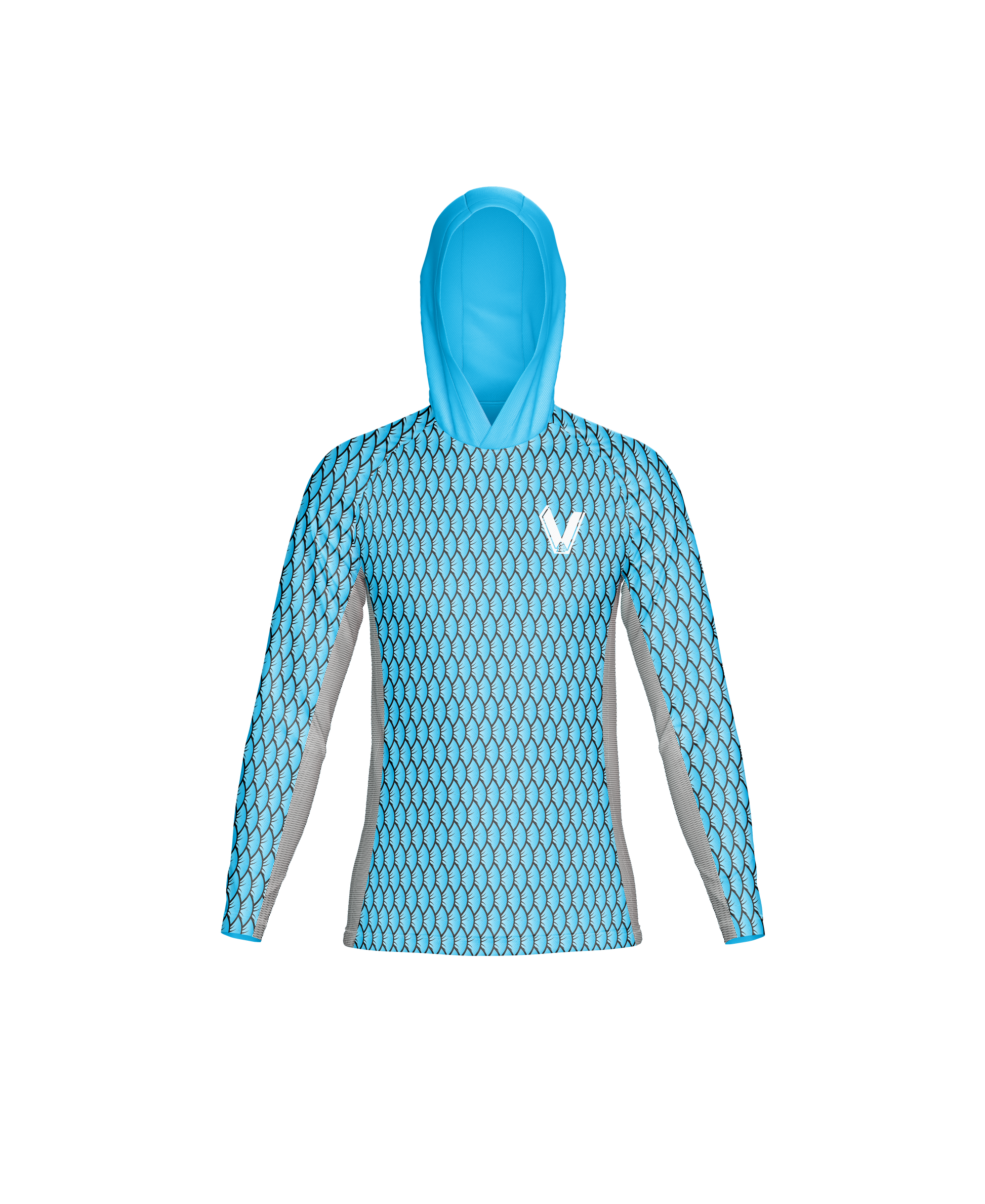 Men’s lightweight fishing shirt with hood – front view