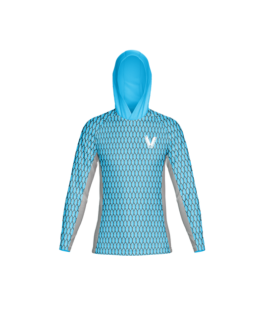 Men’s lightweight fishing shirt with hood – front view